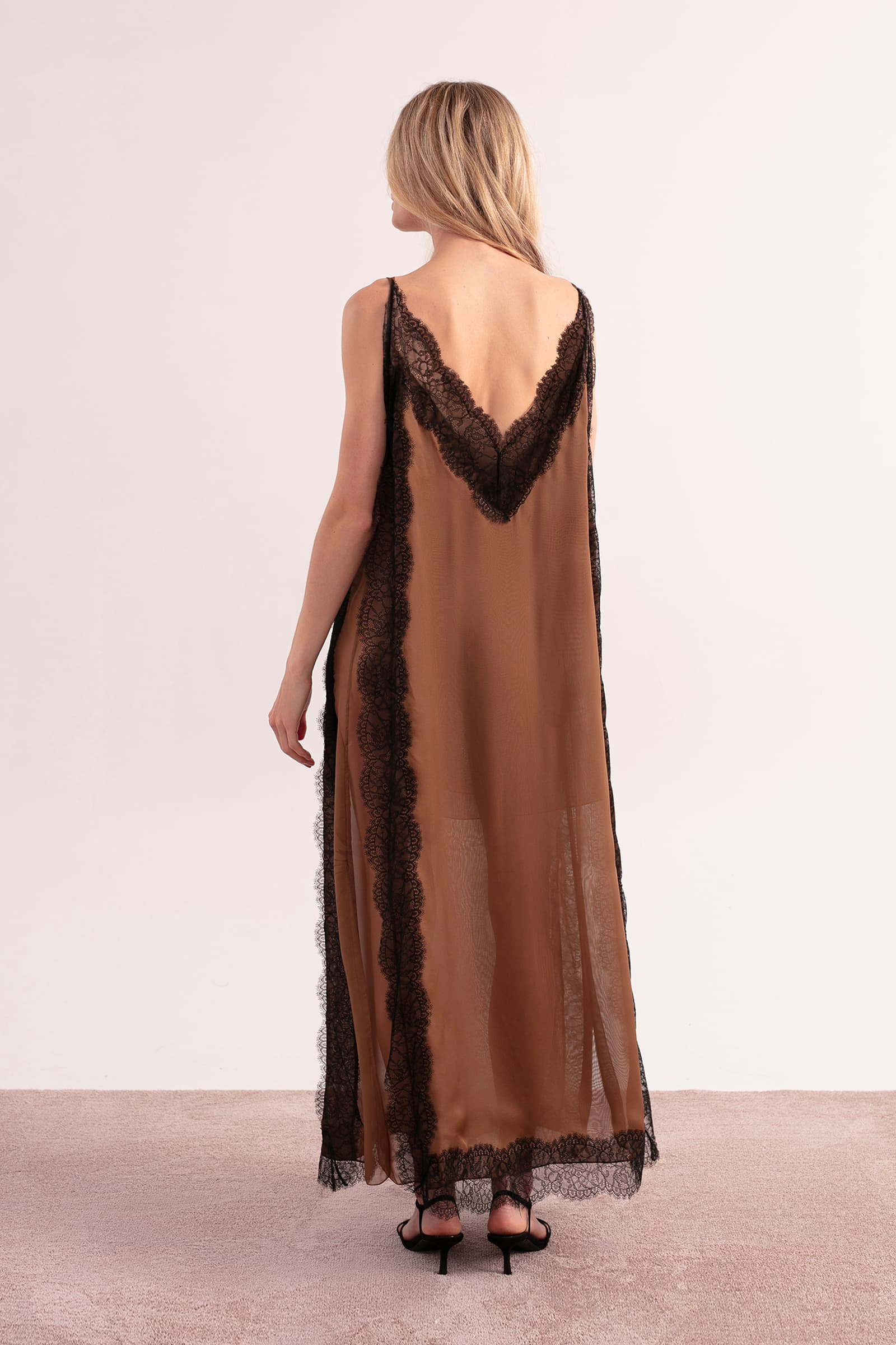 dress long with lace autumn Lingerie style chiffon black Hole distance:128mm fairytale charm Homecoming Dresses Baby Pink YEAR-10-FORMAL