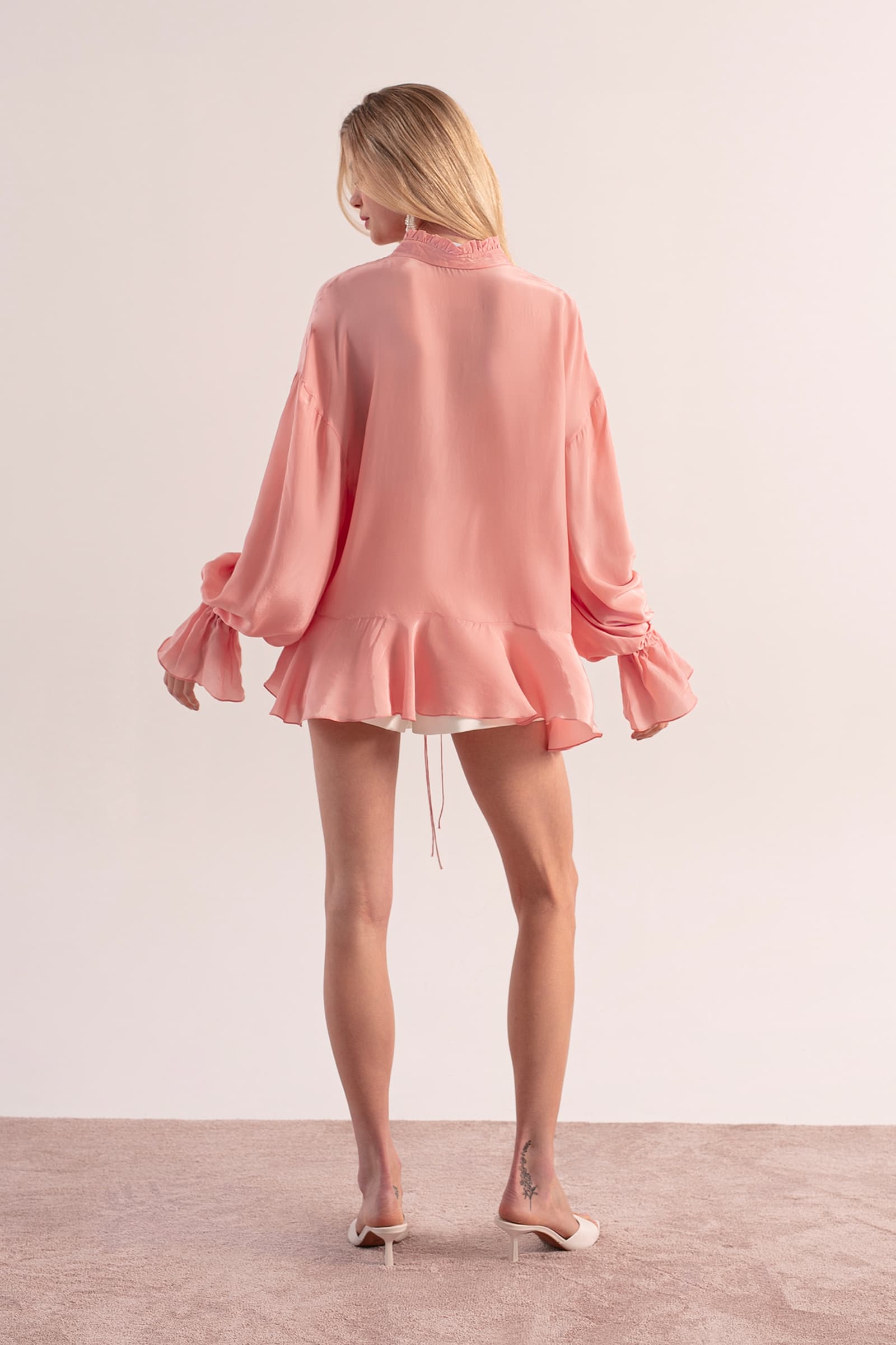 Model in Splash Blouse