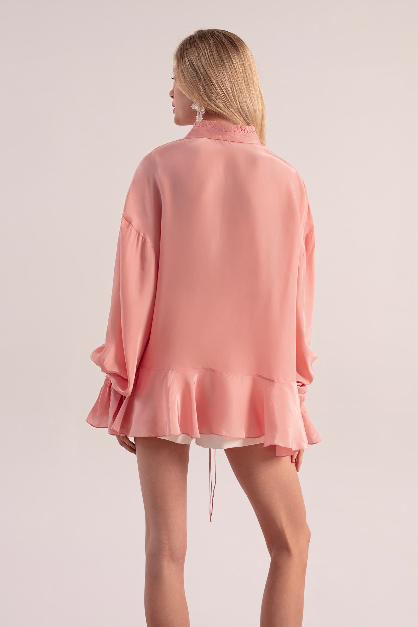 Model in Splash Blouse