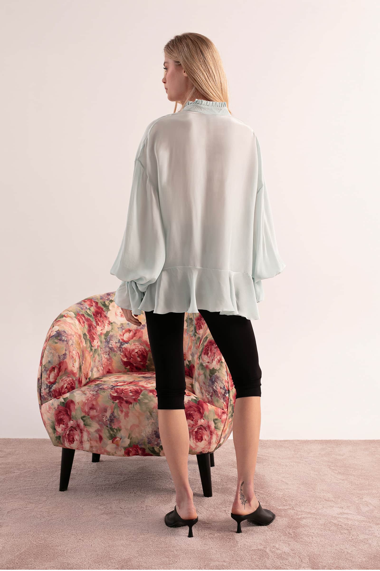 Model in Splash Blouse
