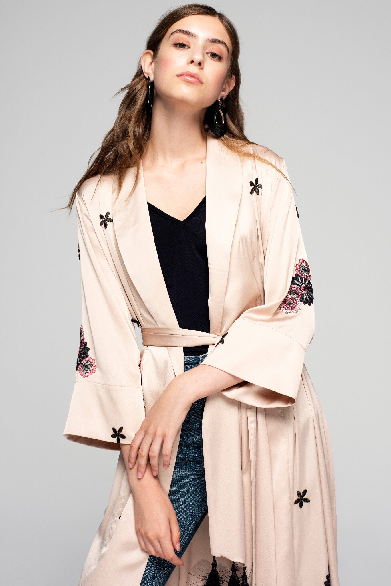 Model in Come Closer Kimono