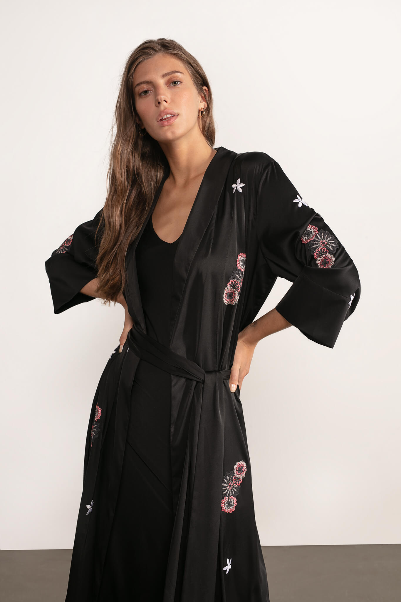 Model in Come Closer Kimono