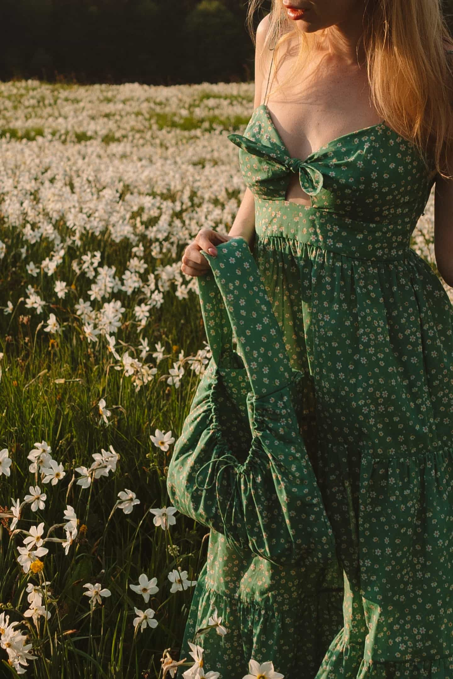 Model in Meadow Whisper dress detail