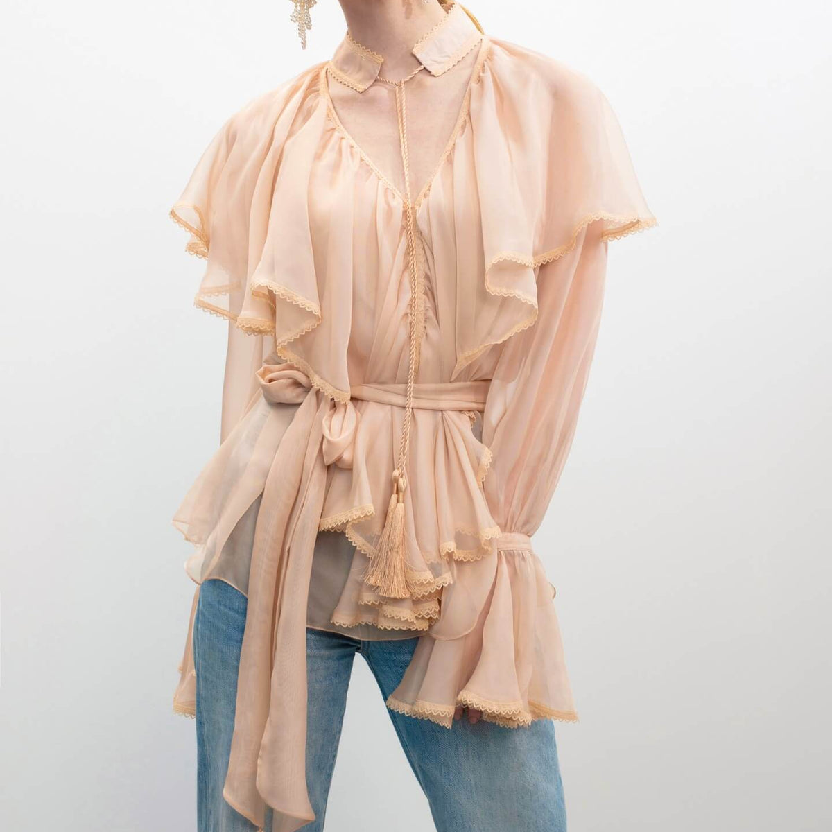 Beige lace blouse with ruffles | Ocean Of Tenderness blouse
